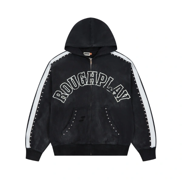 Black Rough play Zip Up Hoodie Black Rough play Zip Up Hoodie