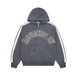 Grey Roughplay Zip Up Hoodie