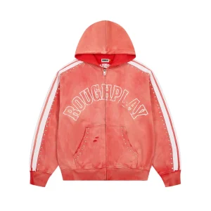 Red Rough Play Zip Up Hoodie