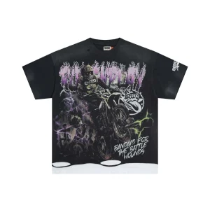 Rough Play Black Rhinestone Motorcycle Rider Shirt