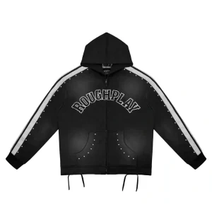 Rough Play Black With White Hoodie