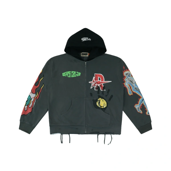 Rough Play Black Zip-Up Hoodie Rough Play Black Zip-Up Hoodie