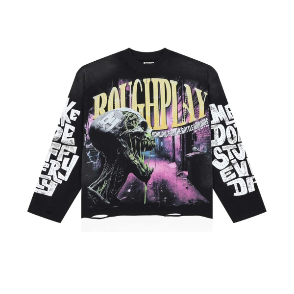 Rough Play Black distressed Long Sleeve Rough Play Black distressed Long Sleeve