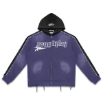 Rough Play Blue With Black Zip-Up Hoodie