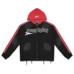 Rough Play Black With Red Zip-Up Hoodie