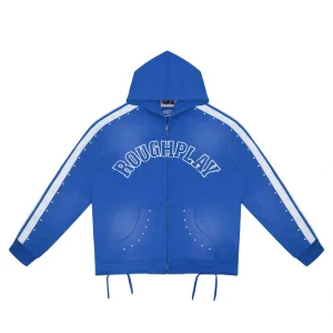 Rough Play Blue With White Hoodie