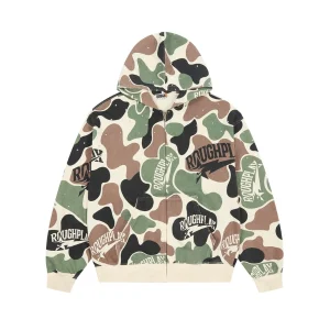 Rough Play Green And Brown Hoodie