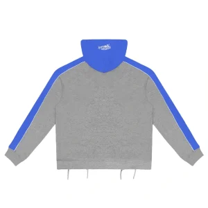 Rough Play Grey With Blue Zip-Up Hoodie