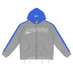 Rough Play Grey With Blue Zip-Up Hoodie