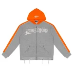 Rough Play Grey With Orange Zip-Up Hoodie